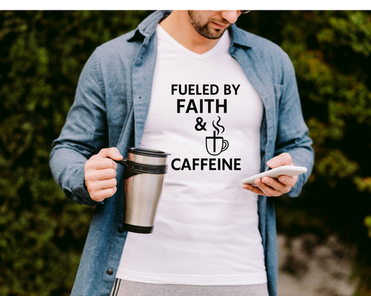 Fueled By Faith & Caffeine | Christian Coffee Shirt | Funny Religious Gift | Jesus & Coffee Lover Shirt