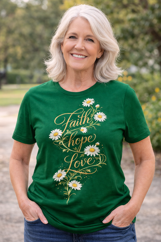 Faith Hope Love Floral Design | Inspirational Daisy Artwork | Christian Affirmation PNG