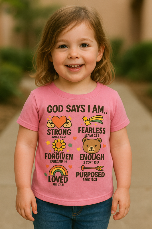 Faith Toddler T-Shirt – God Says I Am Scripture Tee for Boys & Girls Toddler Jersey T-Shirt