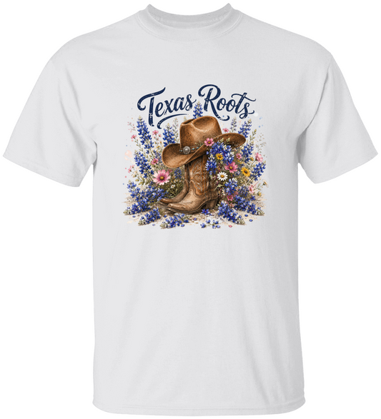 Texas Roots Bluebonnet Boots Shirt | Western Wildflower Tee