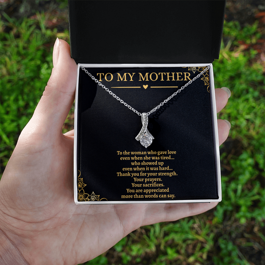 Alluring Beauty necklace features  Personalized Message – Custom Engraved Necklace, Gift for Mother