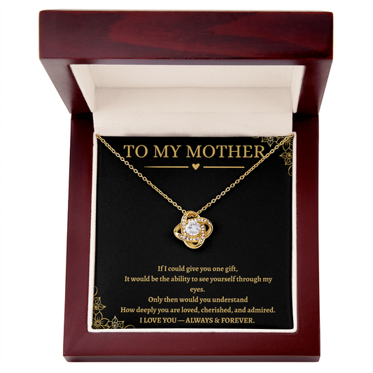 Love Knot Necklace  features  Personalized Message – Custom Engraved Necklace, Gift for Mother