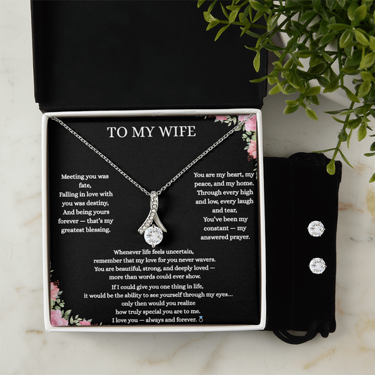 To My Wife – You Are My Heart, My Peace, My Home | Romantic Necklace Gift Box with Love Message Card