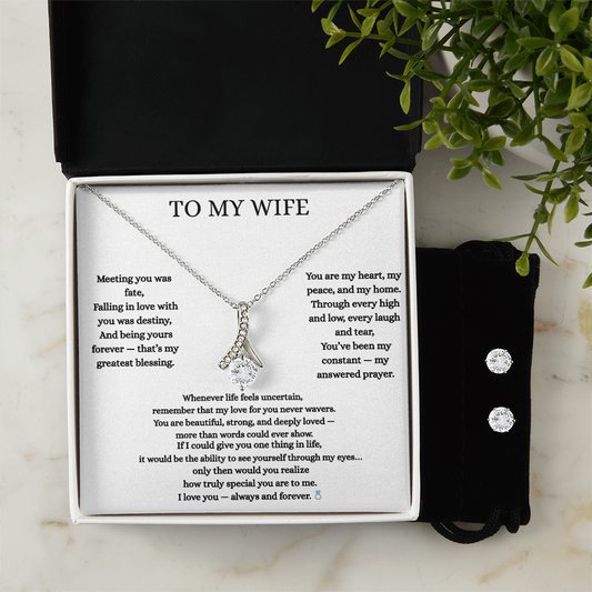To My Wife – You Are My Heart, My Peace, My Home | Romantic Necklace Gift Box with Love Message Card
