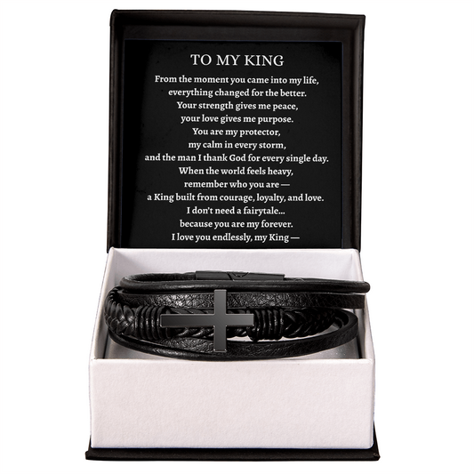 To My King Bracelet | Meaningful Gift for Him from Queen | Romantic Men's Bracelet with Message Card | Anniversary, Birthday, or Valentine's Gift