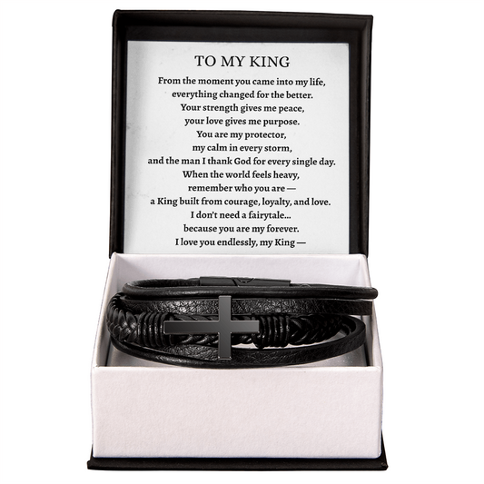 To My King Bracelet | Meaningful Gift for Him from Queen | Romantic Men's Bracelet with Message Card | Anniversary, Birthday, or Valentine's Gift