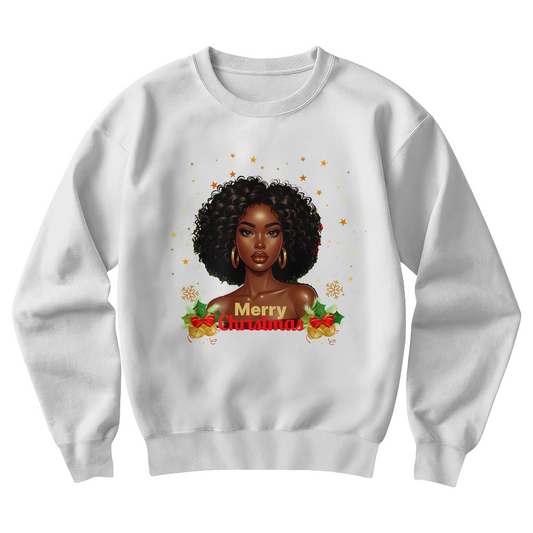 Merry Christmas Black Queen Sweatshirt – Festive Holiday Crewneck for Women