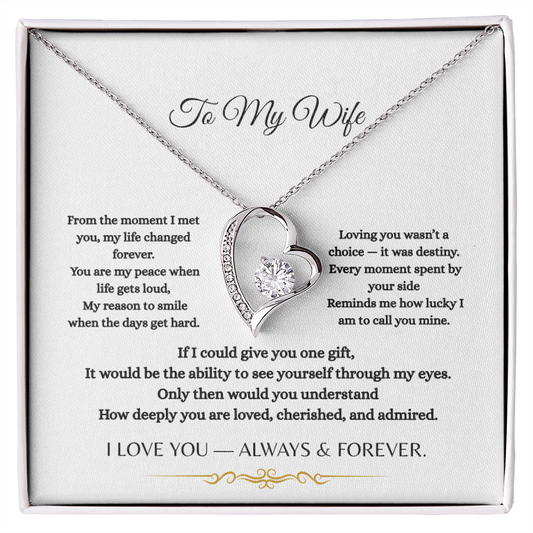 “To My Wife – Falling in Love Was Beyond My Control | Romantic Heart Necklace Gift Box | I Love You Always & Forever”