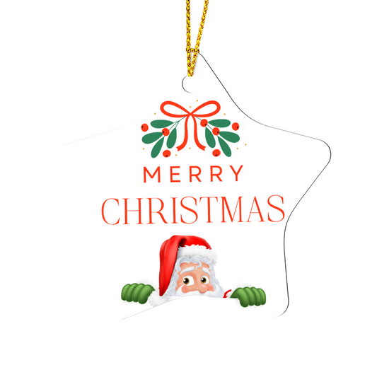 Merry Christmas Star Ornament – Santa Hanging from  Star | Cute Holiday Tree Decoration