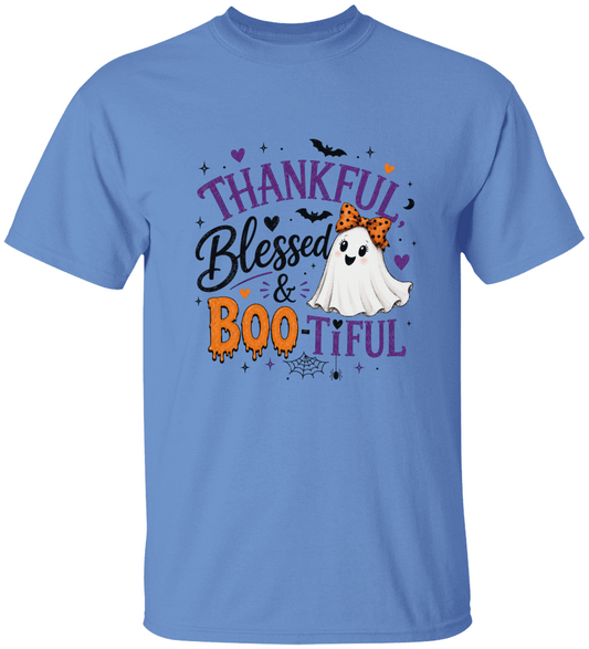 Thankful Blessed & Boo-tiful Ghost Halloween Shirt | Cute Halloween Tee | Spooky Season Graphic Tee |